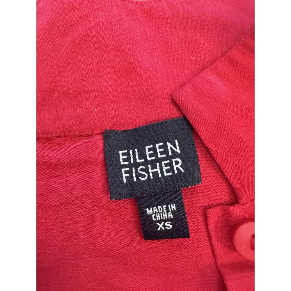 Eileen Fisher XS S Red Silk Linen Two Piece Button Shirt Pants Set Quiet Luxury - Picture 3 of 13